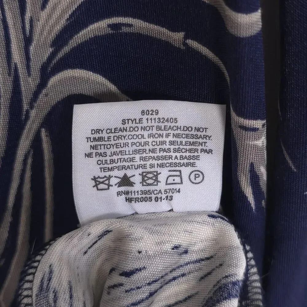 TORY BURCH Women’s Dress MEDIUM 100% SILK Floral Navy Gray Flounce Hem‎ 11132405